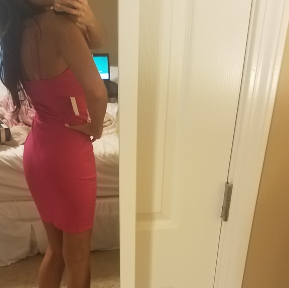 Pink Criss Cross Front Bodycon Dress - Small - Picture 4 of 8